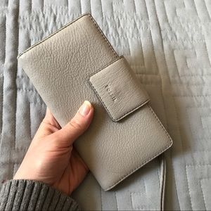 Fossil Emma RFID tab clutch wallet, pink inside